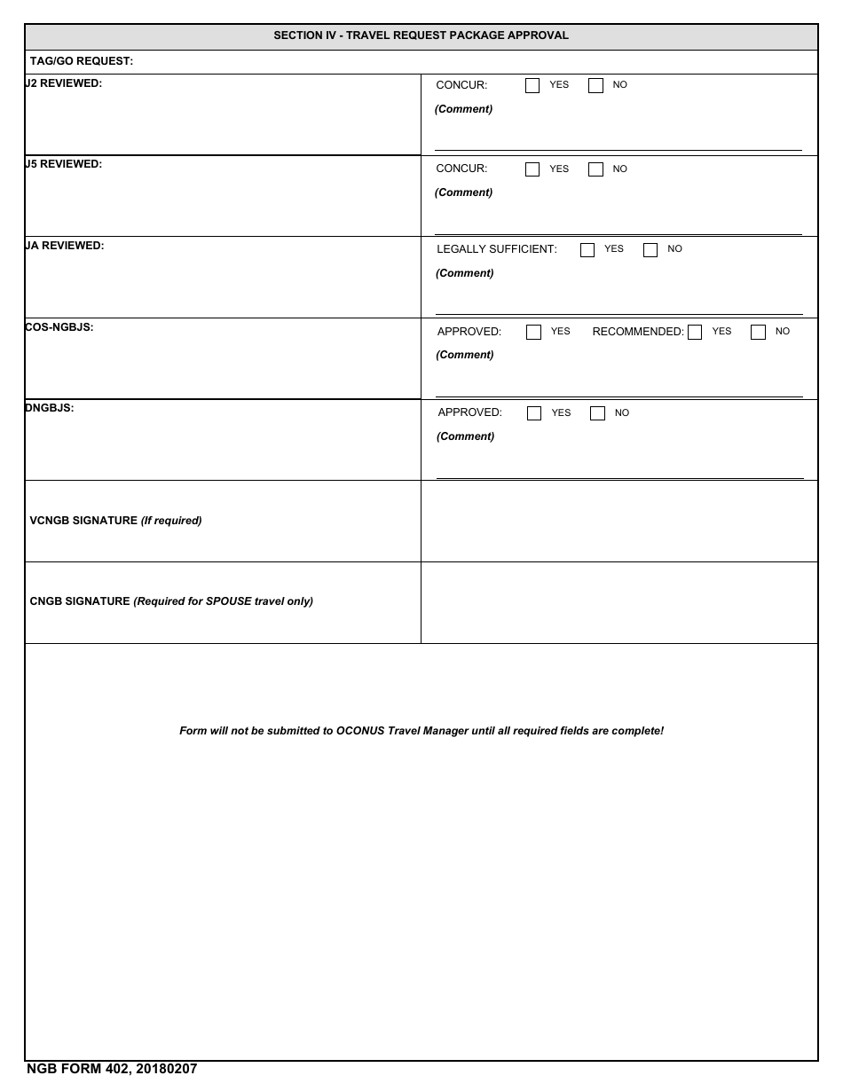 NGB Form 402 National Guard Senior Leader OCONUS Travel Request, Page 3