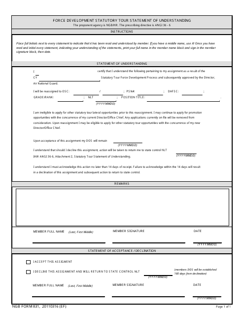 NGB Form 831  Printable Pdf