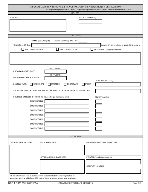 NGB Form 810  Printable Pdf