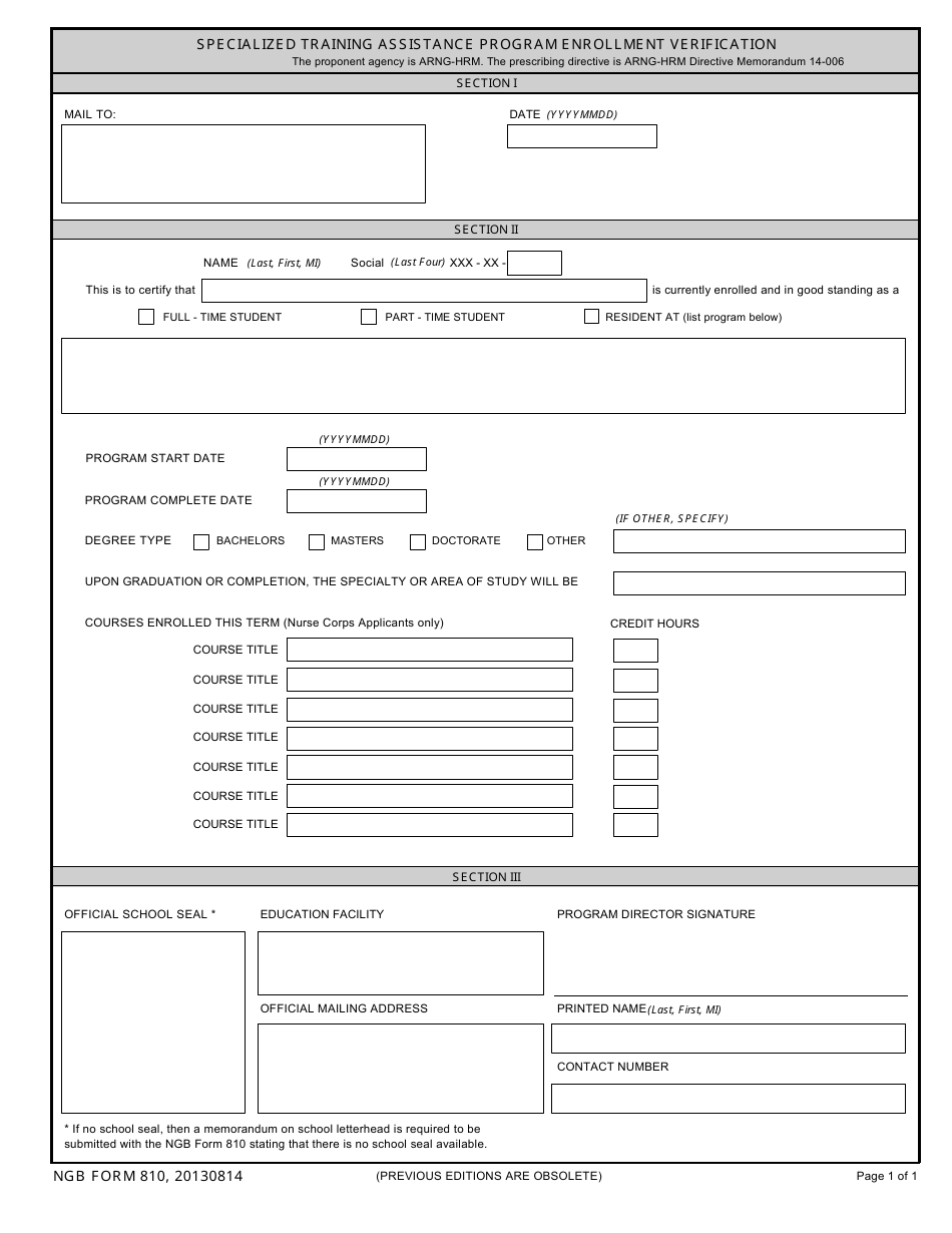 NGB Form 810 - Fill Out, Sign Online and Download Printable PDF ...