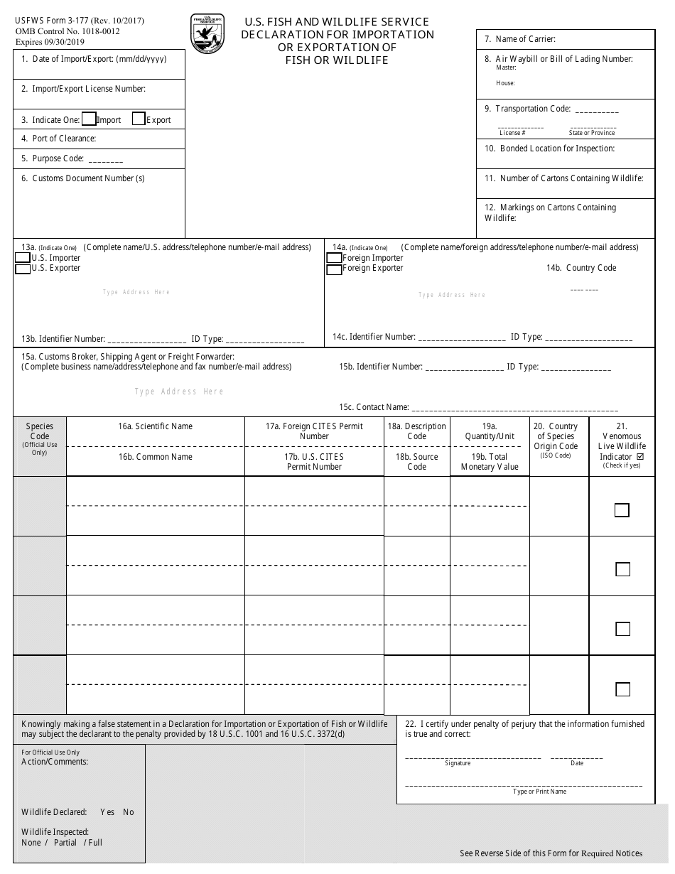 FWS Form 3-177 - Fill Out, Sign Online and Download Fillable PDF ...