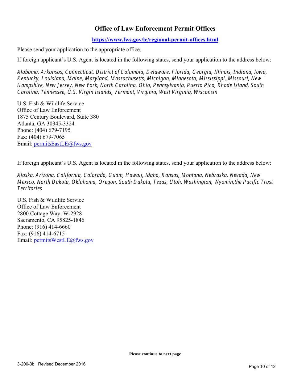 FWS Form 3-200-3B Federal Fish and Wildlife Permit Application Form: Import / Export License - Foreign Entities, Page 10