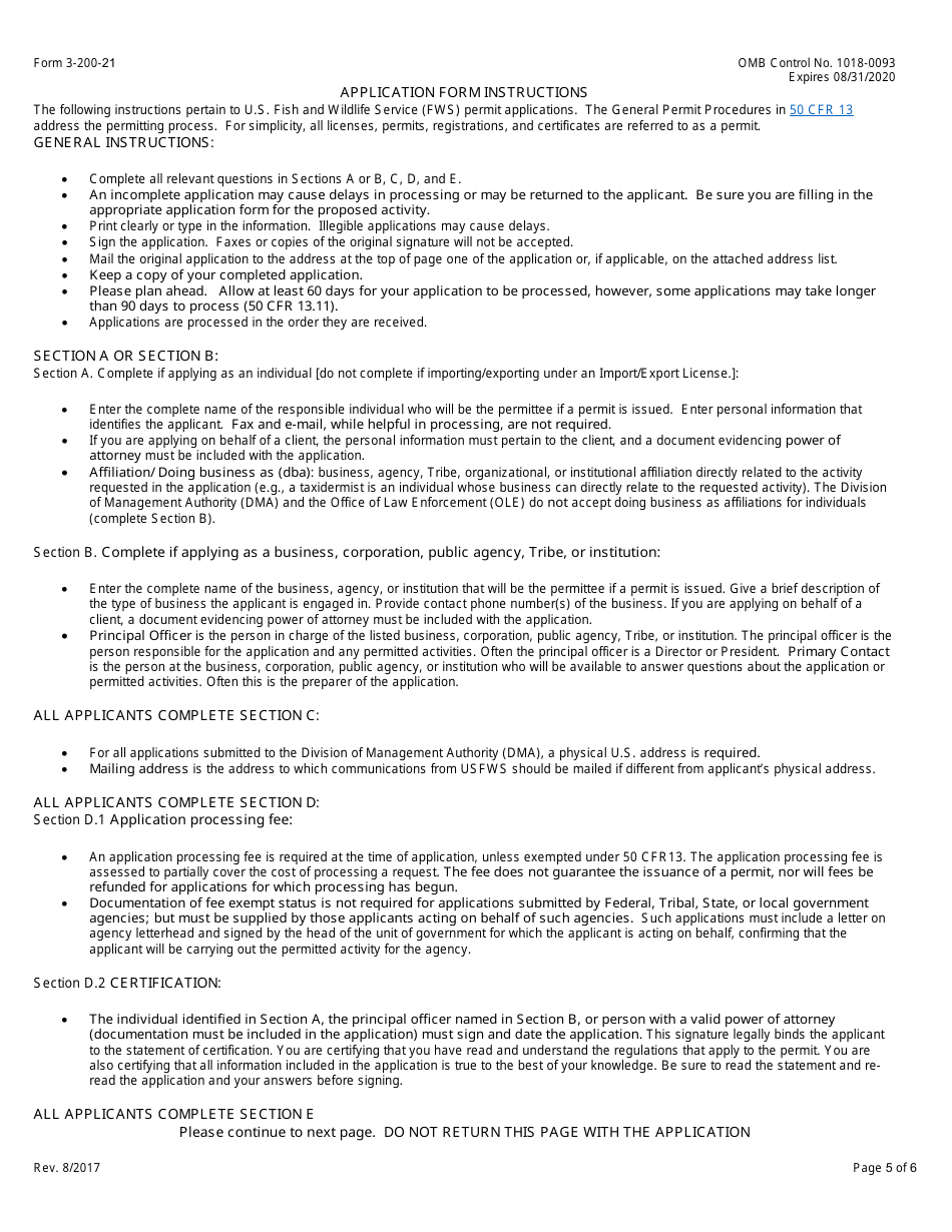 FWS Form 3-200-21 Federal Fish and Wildlife Permit Application Form - Import of Sport-Hunted Trophies of Argali, Page 5