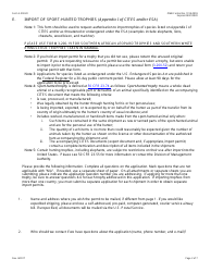 FWS Form 3-200-20 Federal Fish and Wildlife Permit Application Form: Import of Sport-Hunted Trophies, Page 2