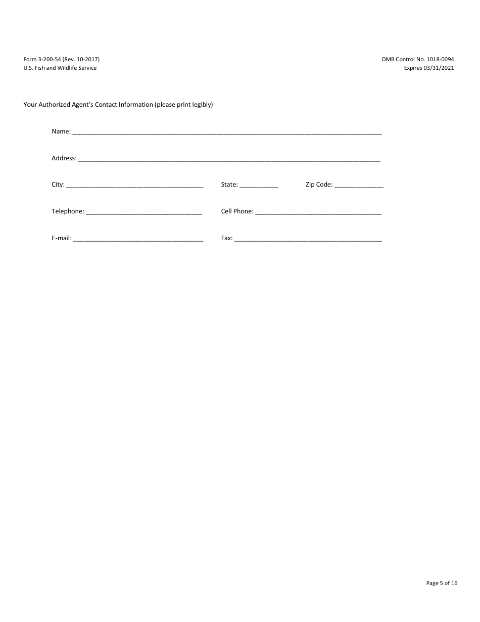 FWS Form 3-200-54 Federal Fish and Wildlife Permit Application Form - Native Endangered  Threatened Species - Enhancement of Survival Permits Associated With Safe Harbor Agreement  Candidate Conservation Agreement With Assurances, Page 5