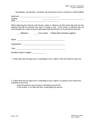 FWS Form 3-2323 Regional Advisory Council Reference &amp; Key Contact Interview