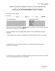 FWS Form 3-2321 Regional Council Membership Application/Nomination Form