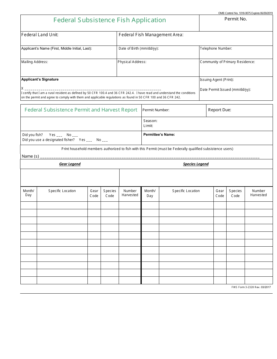 FWS Form 3-2328 Download Printable PDF or Fill Online Federal ...