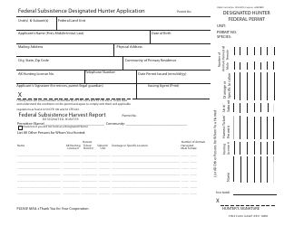FWS Form 3-2327 Federal Subsistence Designated Hunter Application