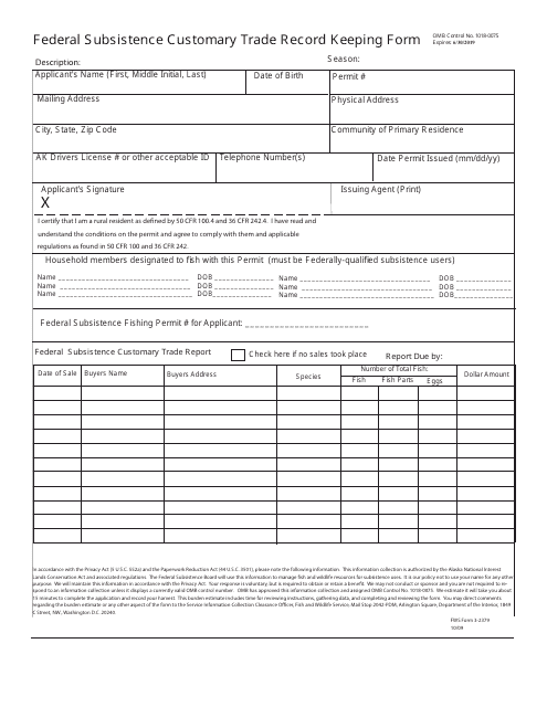 FWS Form 3-2379  Printable Pdf
