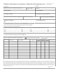FWS Form 3-2379 Federal Subsistence Customary Trade Record Keeping Form