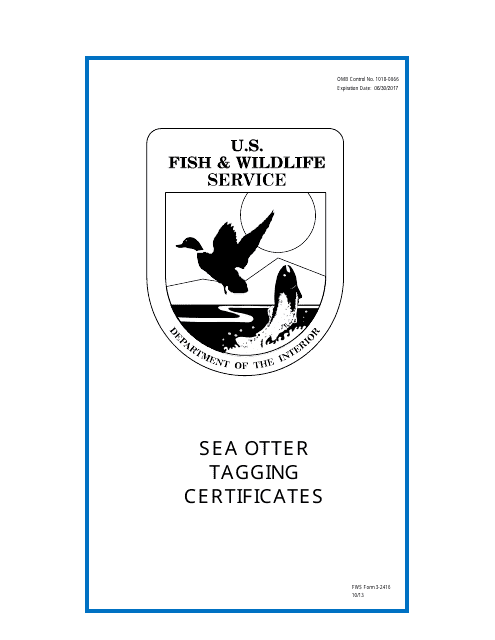 FWS Form 3-2416 Sea Otter Certificate