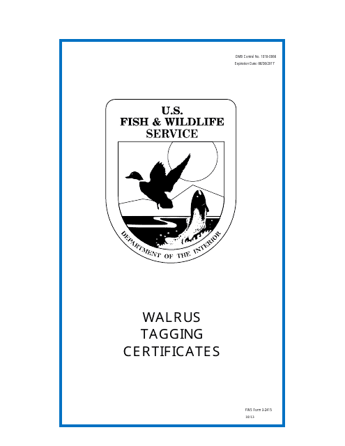 FWS Form 3-2415 Walrus Certificate