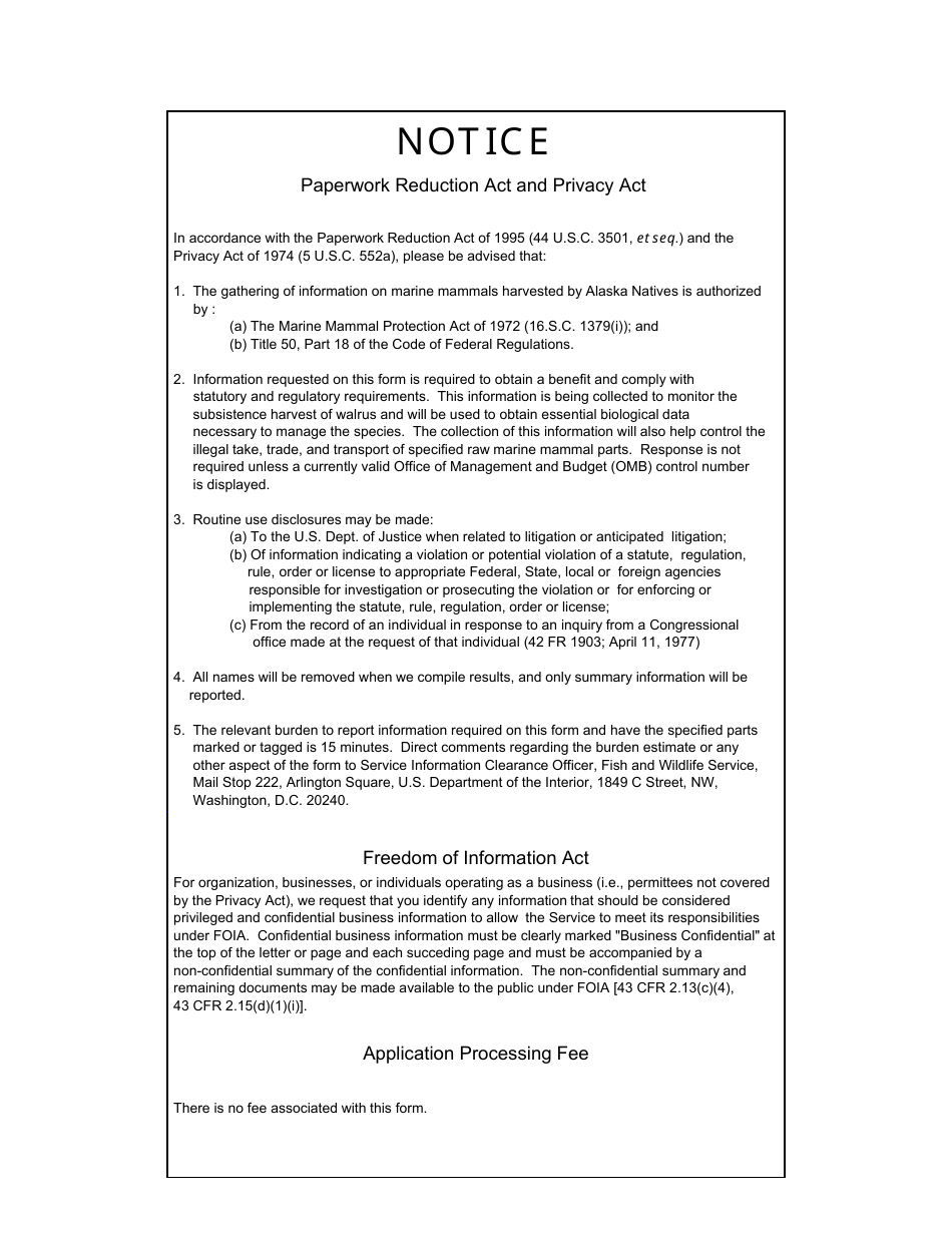 FWS Form 3-2415 Walrus Certificate, Page 4