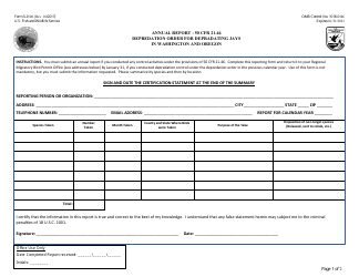 FWS Form 3-2500 Annual Report - 50 Cfr 21.46 - Depredation Order for Depradating Jays in Washington and Oregon