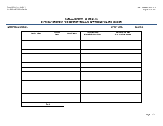 FWS Form 3-2500 Annual Report - 50 Cfr 21.46 - Depredation Order for Depradating Jays in Washington and Oregon, Page 2