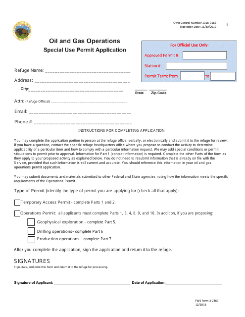 FWS Form 3-2469  Printable Pdf