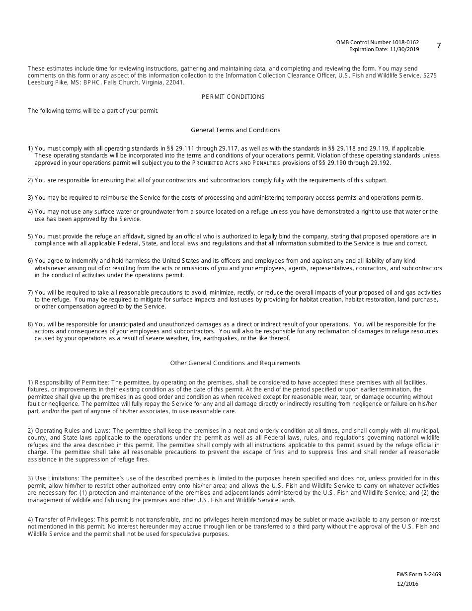 FWS Form 3-2469 Special Use Permit Application - Oil and Gas Operations, Page 7