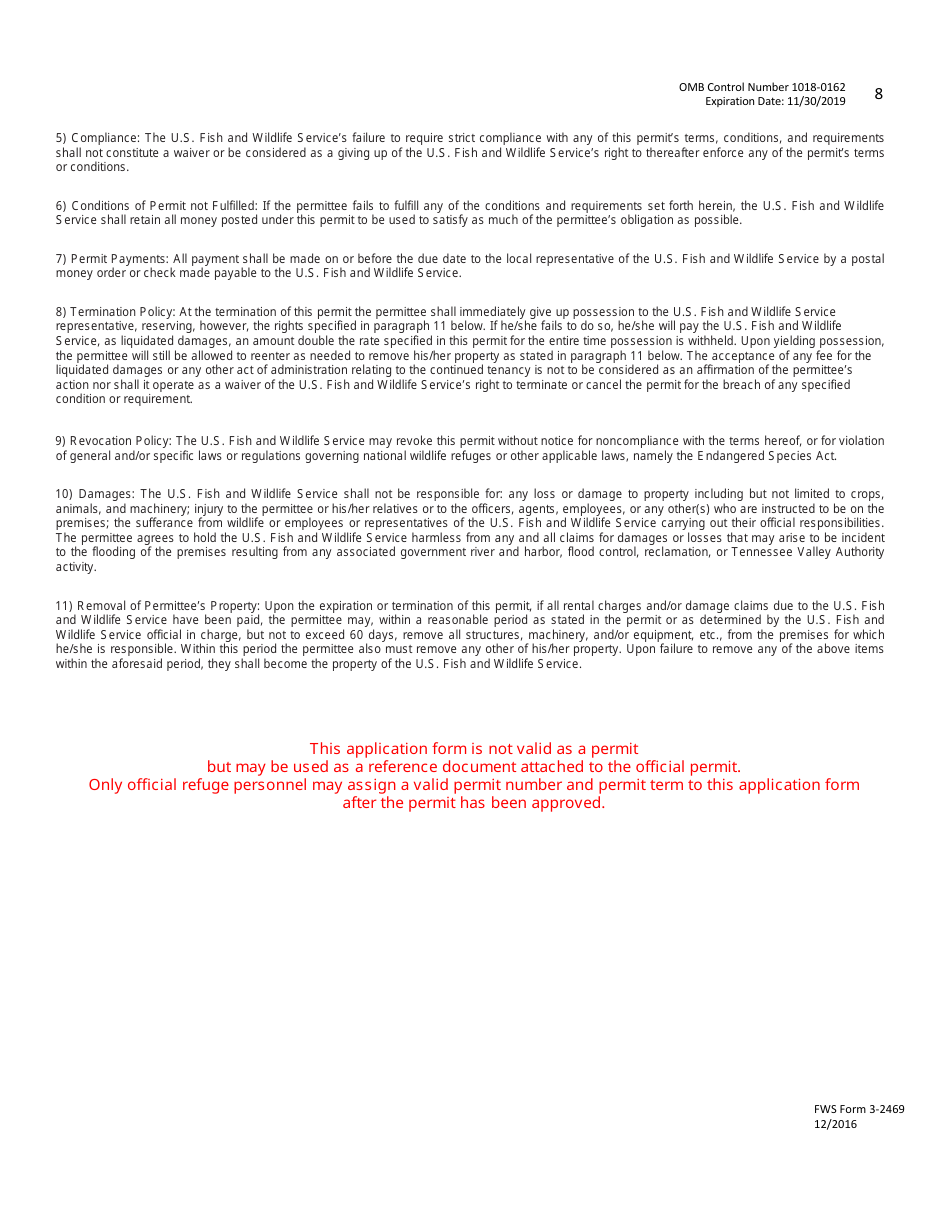 FWS Form 3-2469 Special Use Permit Application - Oil and Gas Operations, Page 8