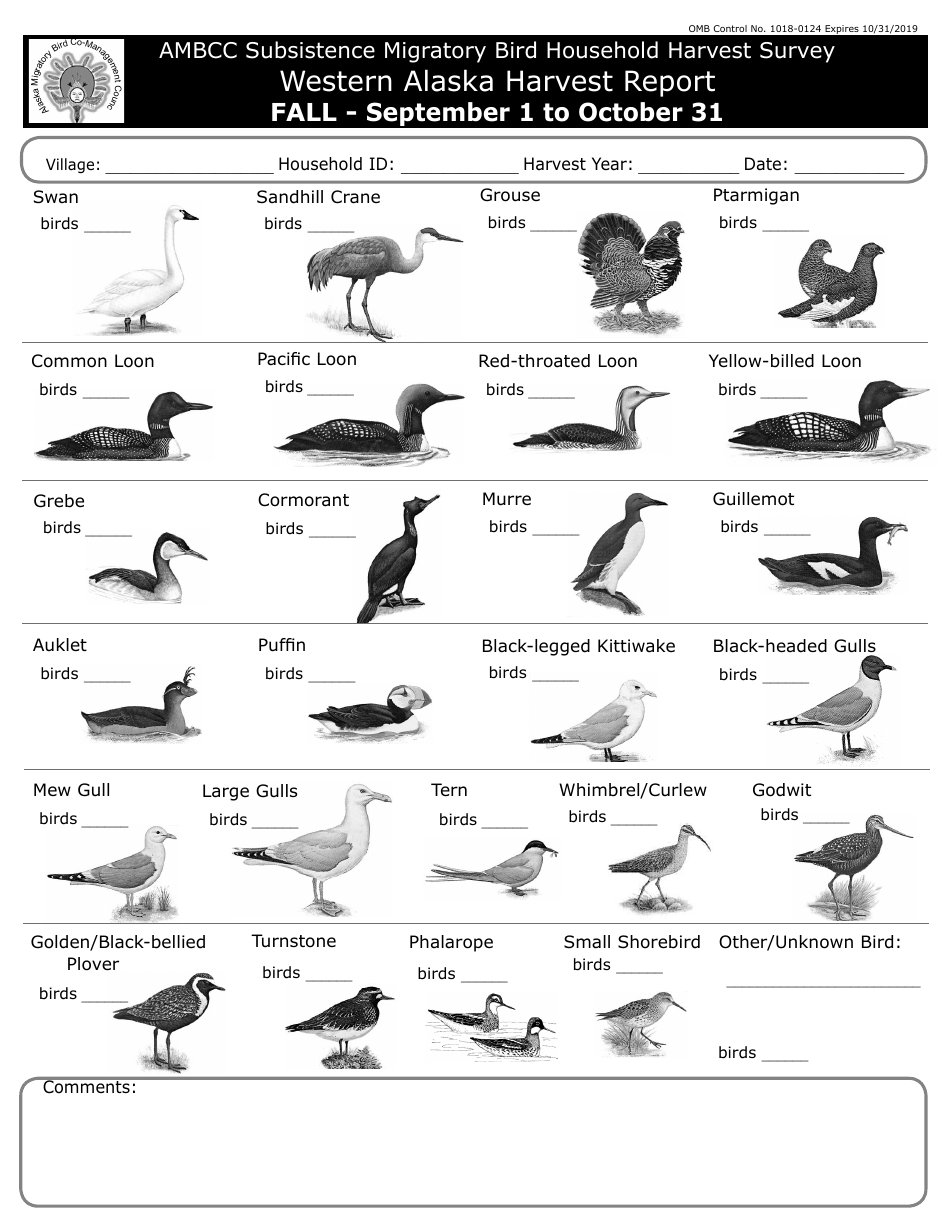 FWS Form 3-2381-1 Western Alaska Harvest Report, Page 6