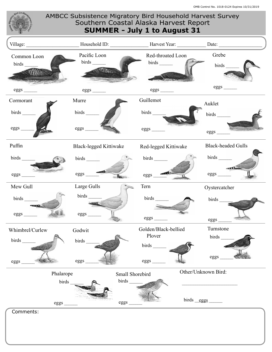 FWS Form 3-2381-2 Southern Coastal Alaska Harvest Report, Page 4