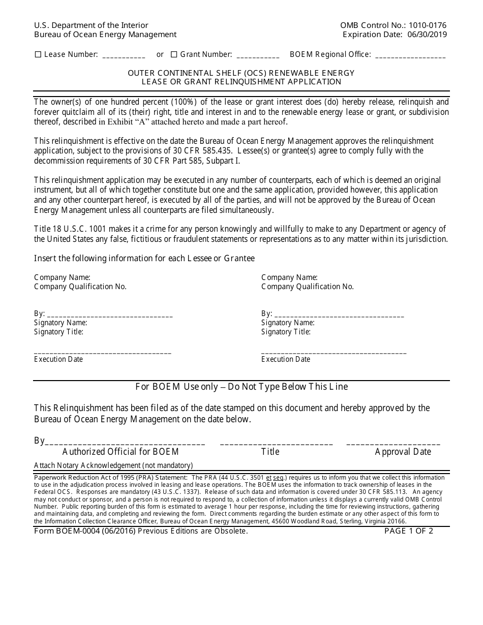 Form BOEM-0004 - Fill Out, Sign Online and Download Printable PDF ...