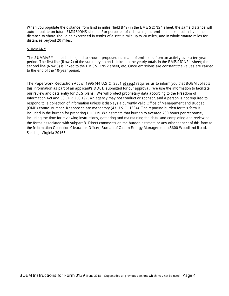 Instructions for Form 0139 Gulf of Mexico Air Emissions Calculations, Page 4