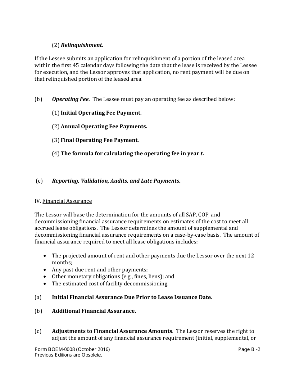 Form BOEM-0008 Commercial Lease of Submerged Lands for Renewable Energy Development on the Outer Continental Shelf, Page 11