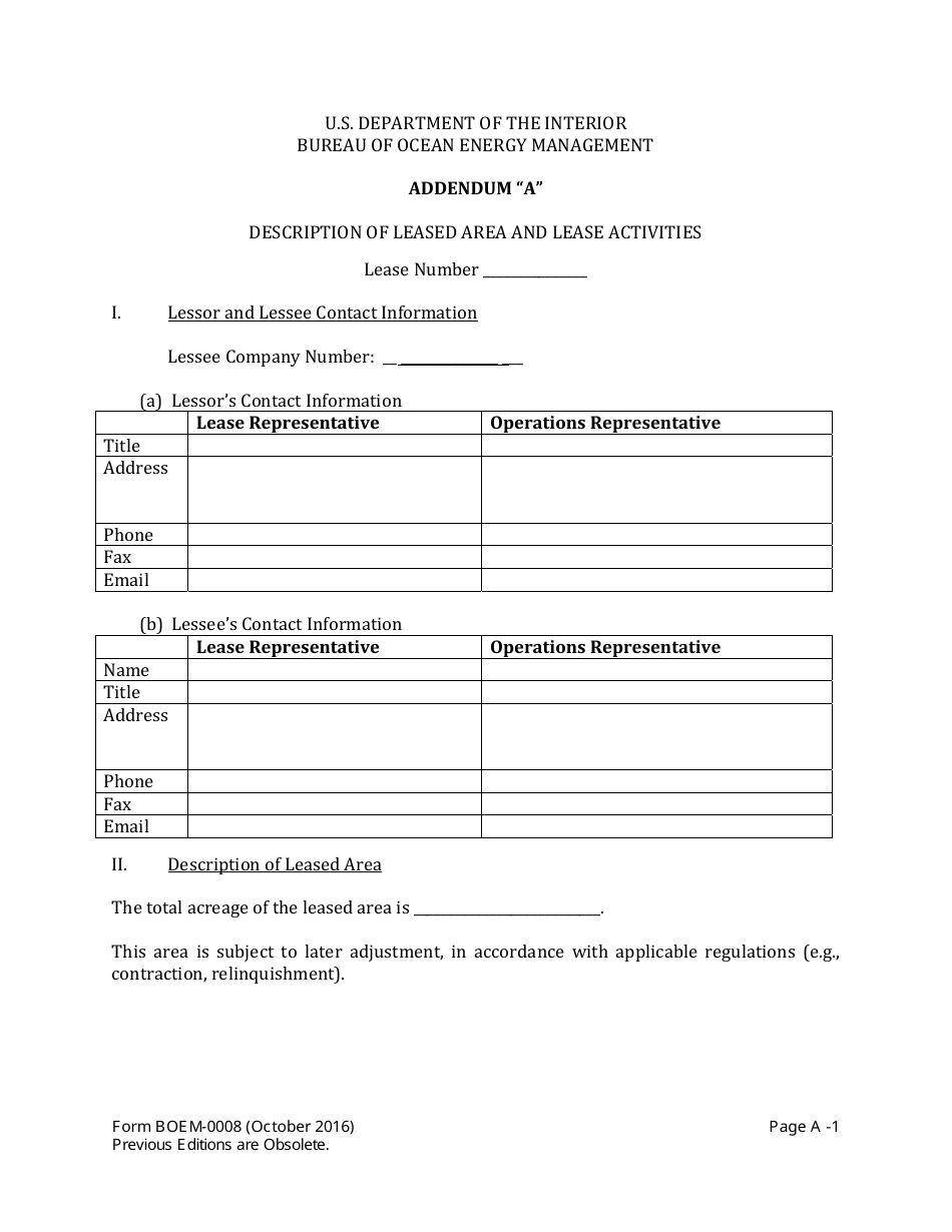 Form BOEM-0008 Commercial Lease of Submerged Lands for Renewable Energy Development on the Outer Continental Shelf, Page 8