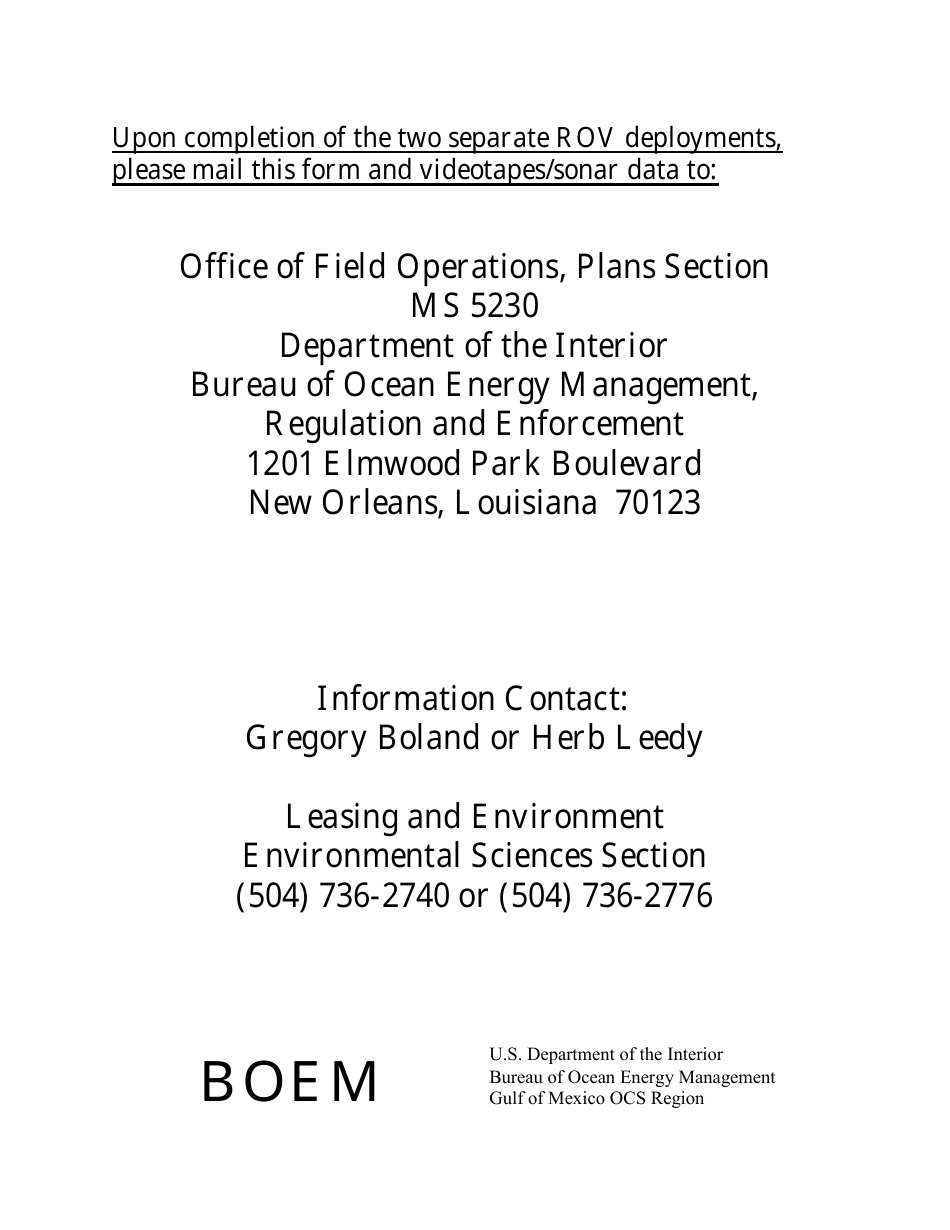 Form BOEM-0141 Rov Survey Report, Page 6