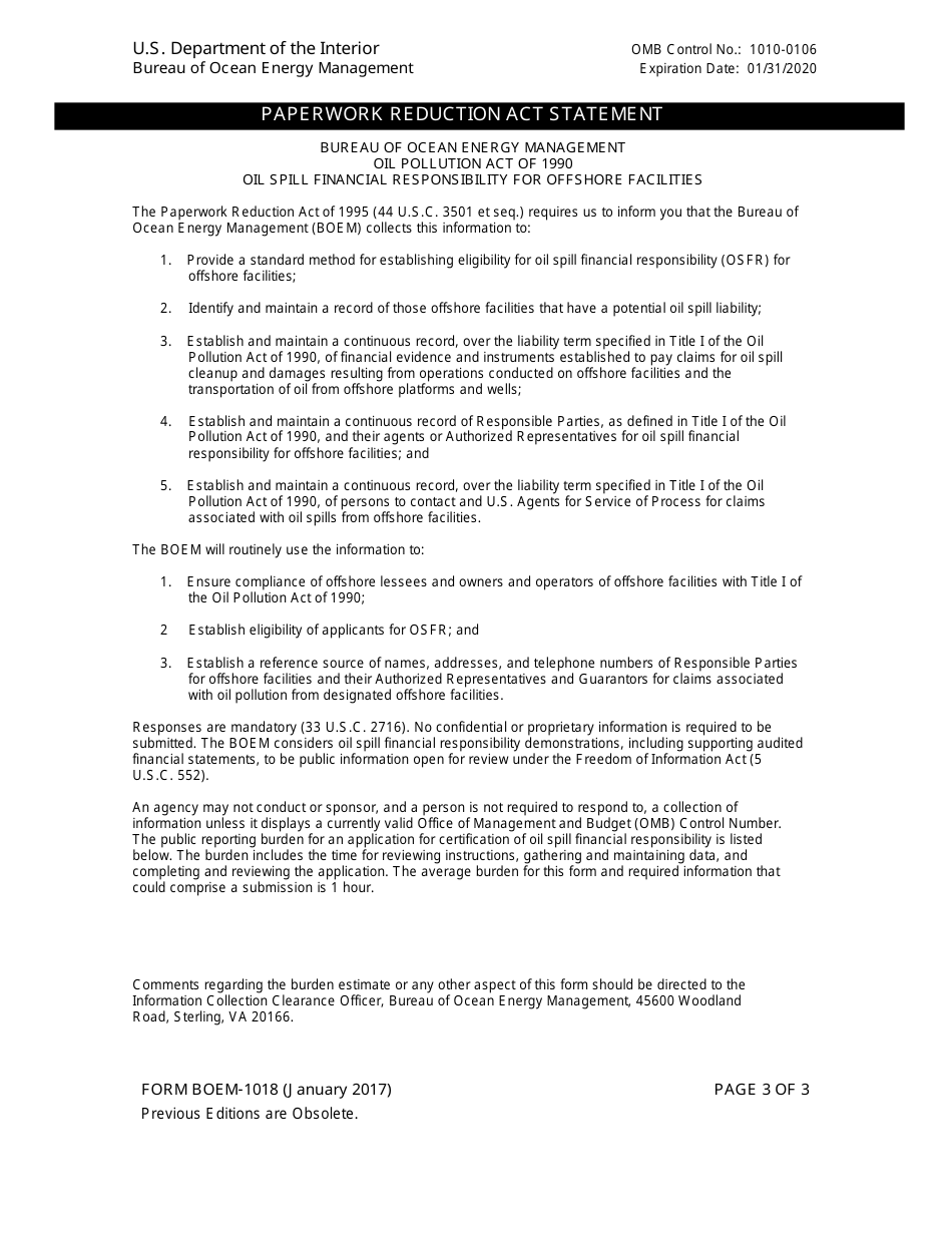 Form BOEM-1018 Self-insurance Information, Page 3