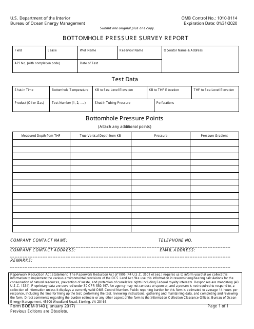 Form BOEM-0140  Printable Pdf