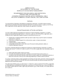 Form BOEM-0134 Application for Permit or Authorization to Conduct Geological or Geophysical Prospecting or Exploration for Mineral Resources or Notice of Scientific Research on the Outer Continental Shelf Related to Minerals Other Than Oil, Gas, and Sulphur, Page 2