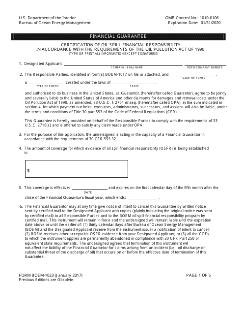 Form BOEM-1023  Printable Pdf