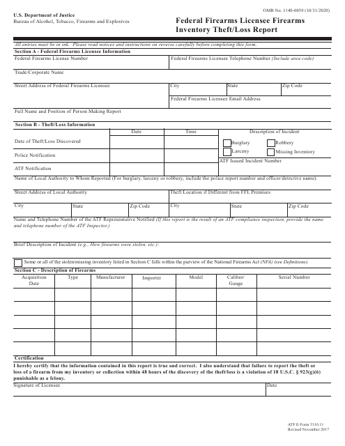 ATF Form 3310.11  Printable Pdf