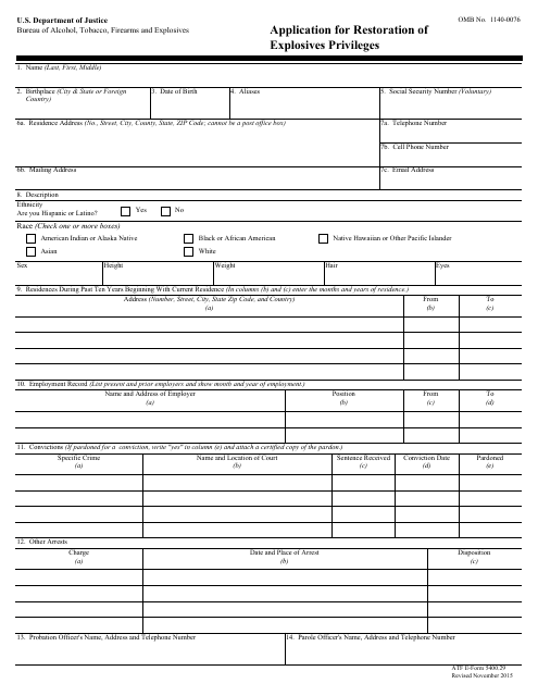 ATF Form 5400.29  Printable Pdf