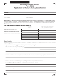 Form 355Q Application for Manufacturing Classification - Massachusetts