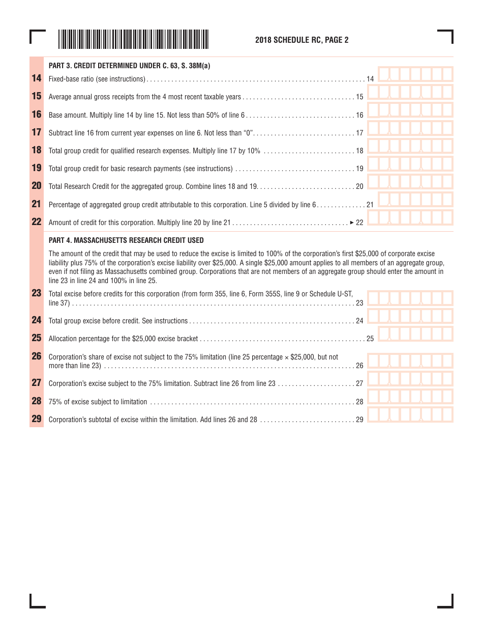 2018 Massachusetts Research Credit - Fill Out, Sign Online And Download 