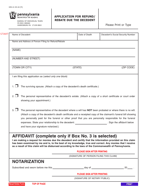 form-dex-41-download-fillable-pdf-or-fill-online-application-for-refund