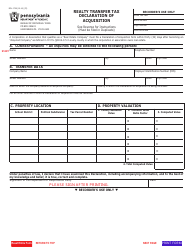 Form REV-1728 Realty Transfer Tax Declaration of Acquisition - Pennsylvania