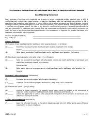 Document preview: Disclosure of Information on Lead-Based Paint and/or Lead-Based Paint Hazards Lead Warning Statement - Louisiana