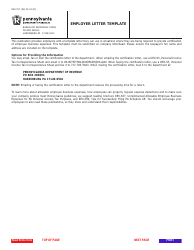 Form REV-757 Employer Letter Template - Pennsylvania