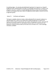 Instructions for Application for Approval as a Nonprofit Budget and Credit Counseling Agency, Page 12