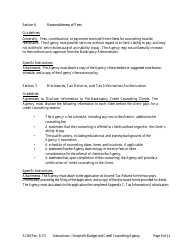 Instructions for Application for Approval as a Nonprofit Budget and Credit Counseling Agency, Page 9