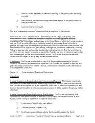 Instructions for Application for Approval as a Provider of a Personal Financial Management Instructional Course, Page 5