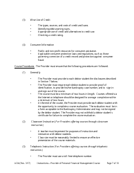 Instructions for Application for Approval as a Provider of a Personal Financial Management Instructional Course, Page 7