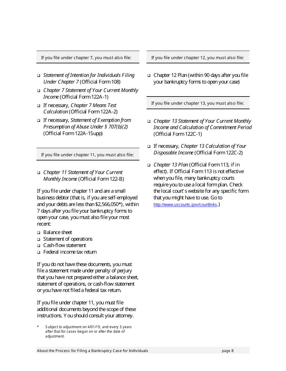 Instructions for Bankruptcy Forms for Individuals, Page 10