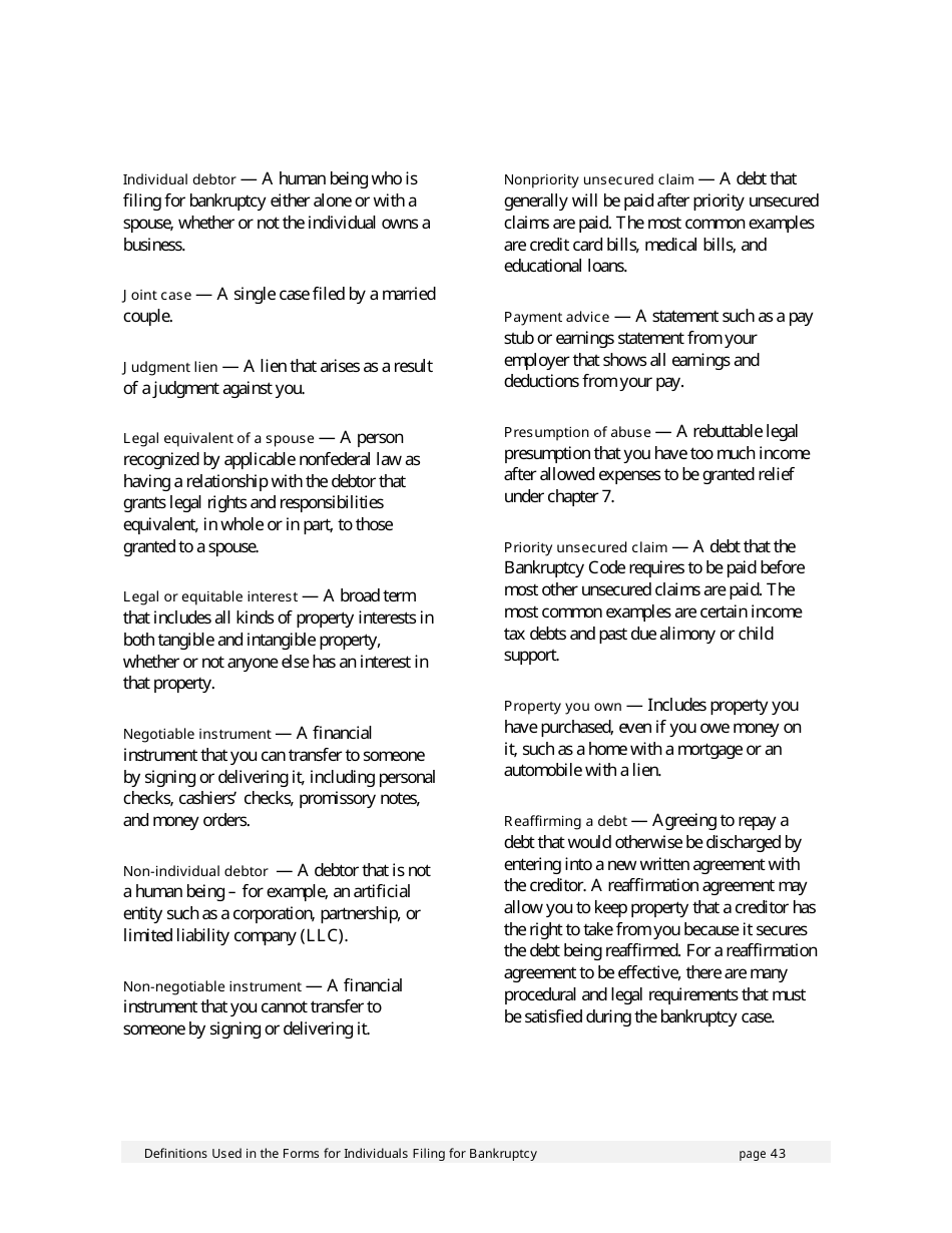 Instructions for Bankruptcy Forms for Individuals, Page 46