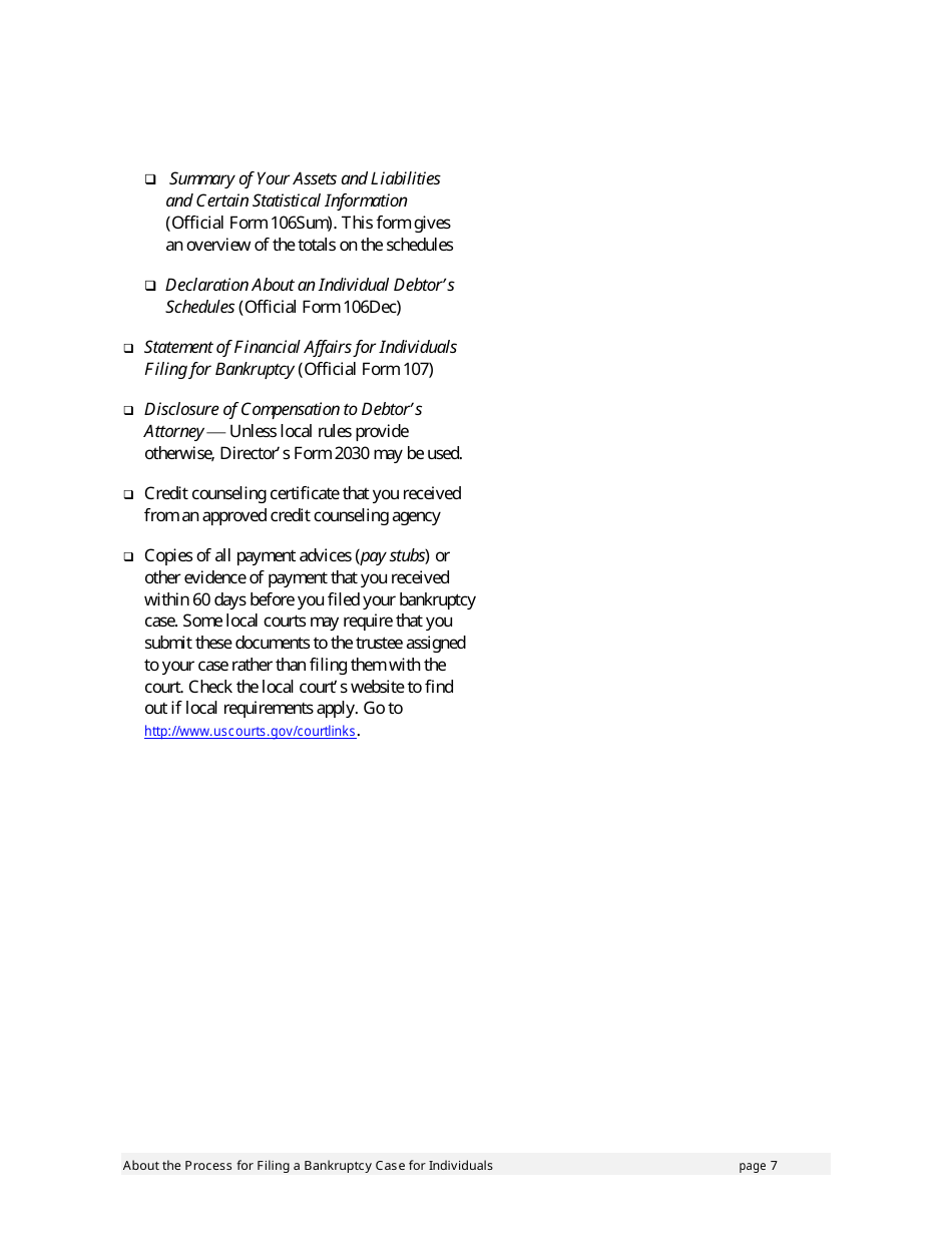 Instructions for Bankruptcy Forms for Individuals, Page 9