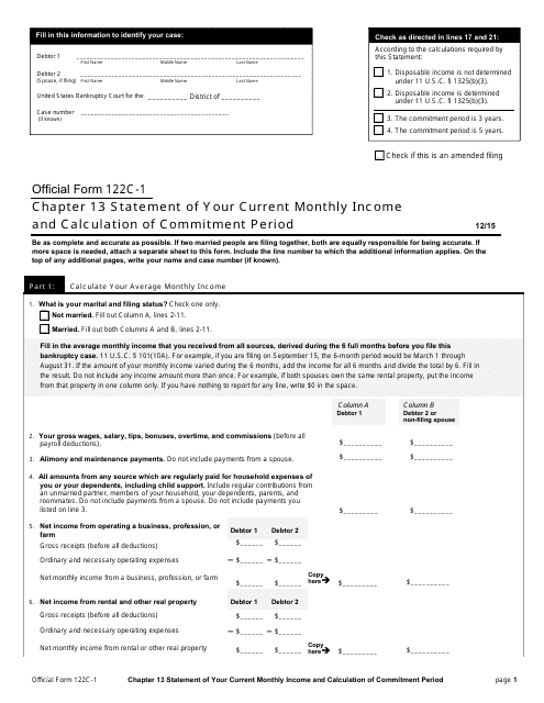 Official Form 122C-1  Printable Pdf